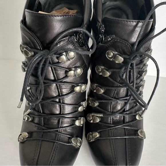 Alexander McQueen Studded Biker Ankle Booties Black  IT 38 Lace Up Stiletto - Picture 6 of 14